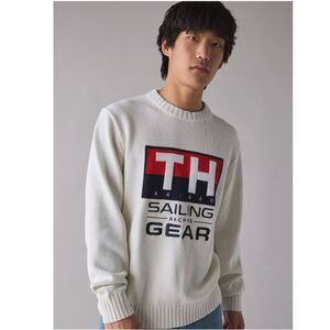 NWT Tommy Hilfiger Sailing Crew Neck Sweater Men's M Premium Lightweight Cotton